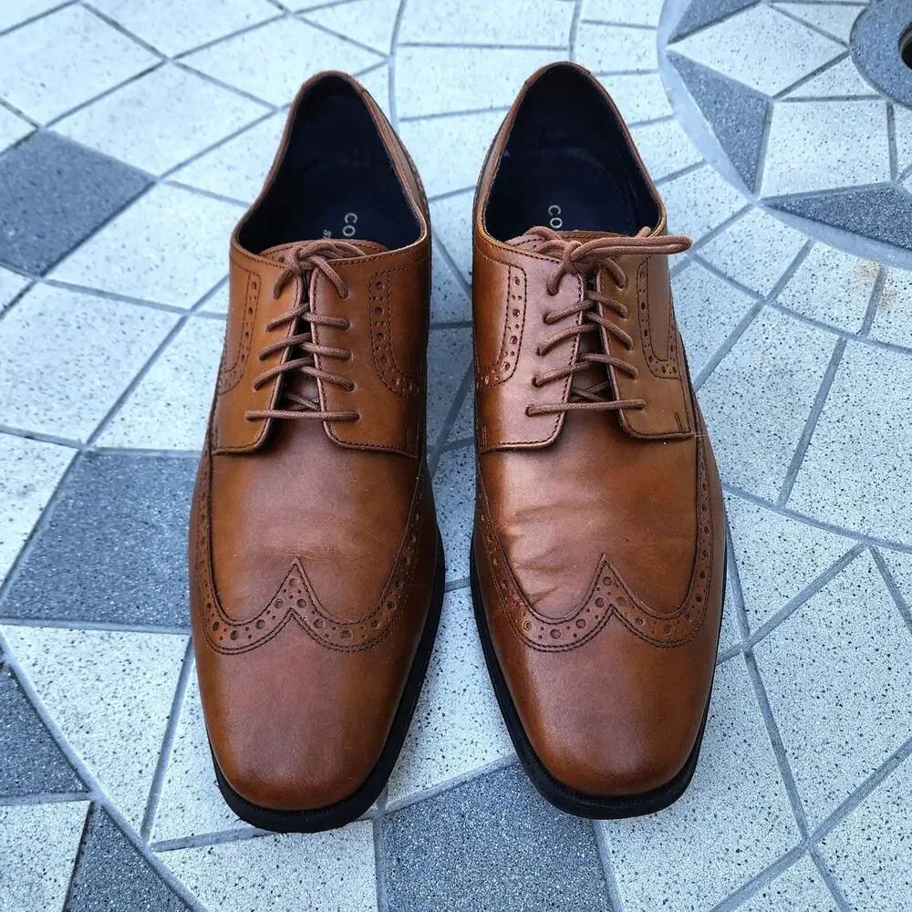 Cole Haan Grand 0s Signature Leather Brogue Wingtip Oxfords 8.5